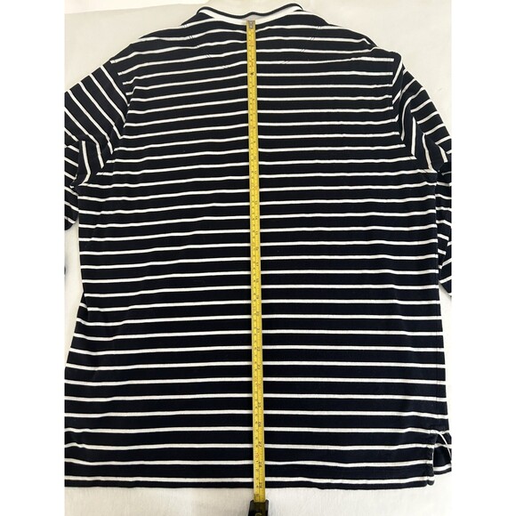 Zegna Sport Men’s XL Blue White Collar Horizontal Striped Pull Over L/S - Picture 6 of 6